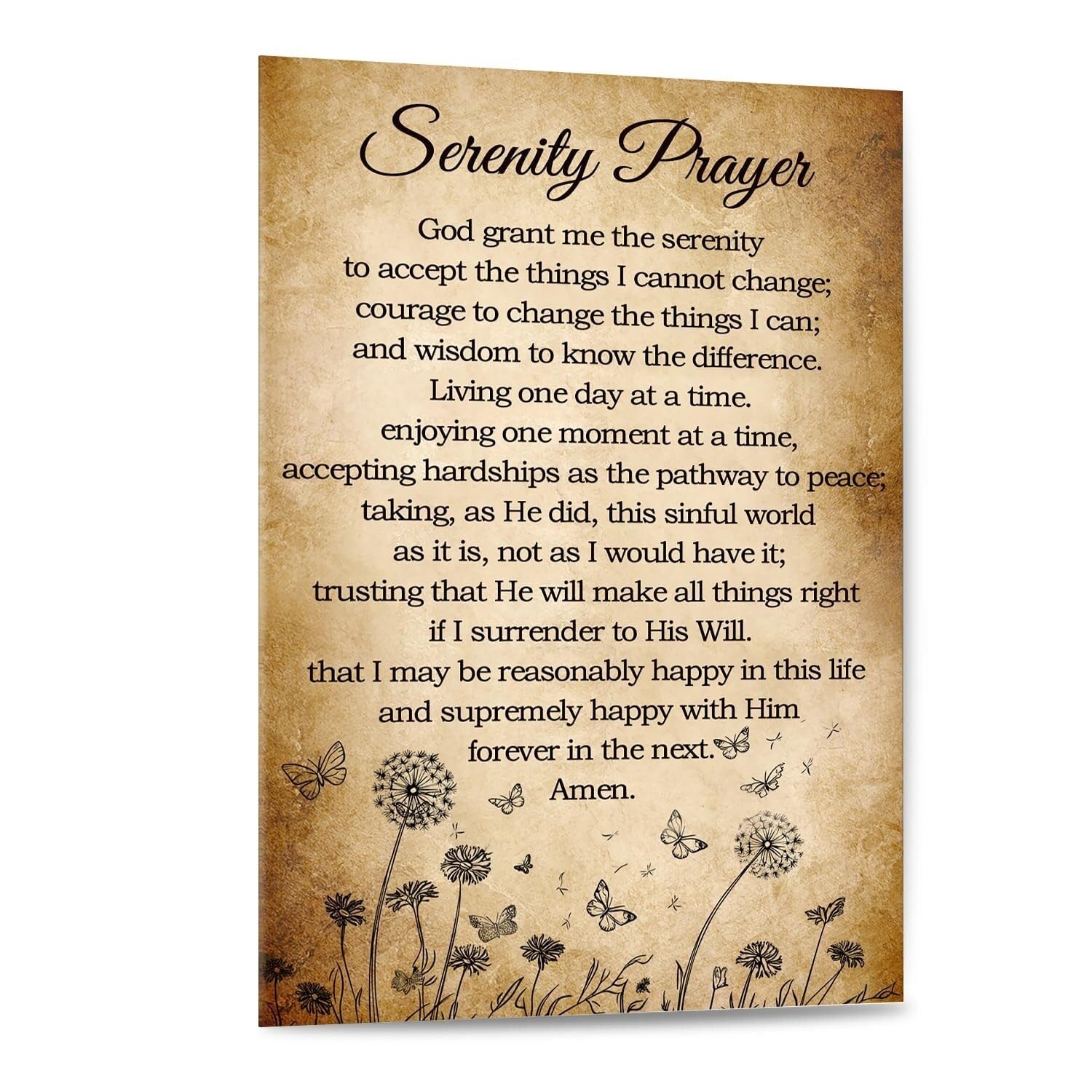 TAMDDBPJD Religious Inspirational - Serenity Prayer Canvas Wall-Art, God Grant Me The Serenity Vintage Bible Verse Decor(Unframed,12x18inch(30x45cm))