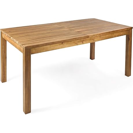 Christopher Knight Home Wilson Outdoor Expandable Acacia Wood Dining Table, Teak Finish