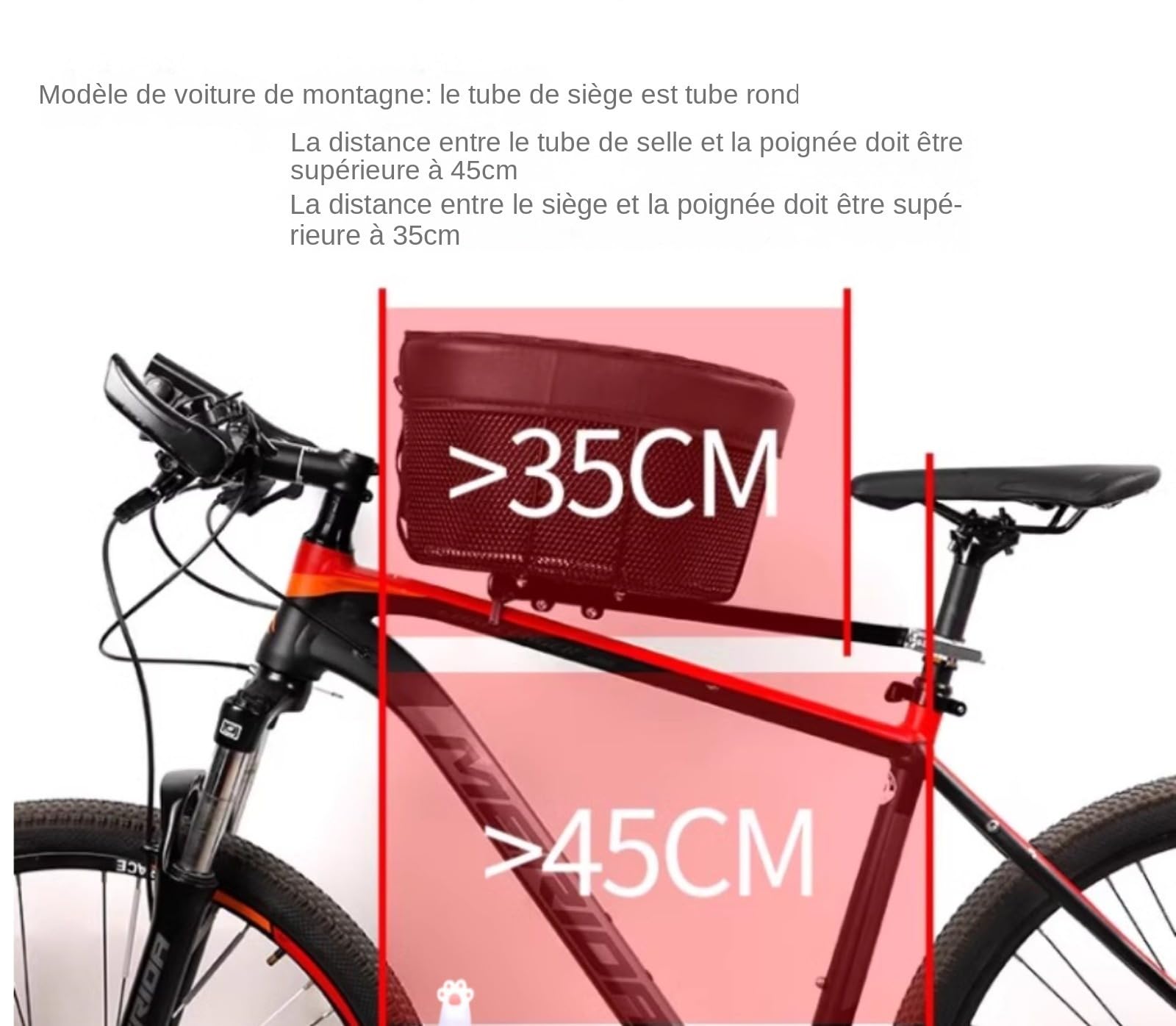 Cesta de bicicleta para perros - Cesta de compras portátil para gatos y perros - Barra transversal delantera con forro de esponja - Tamaño,Cesta para mascotas de bicicleta, cesta de comestibles de MTB