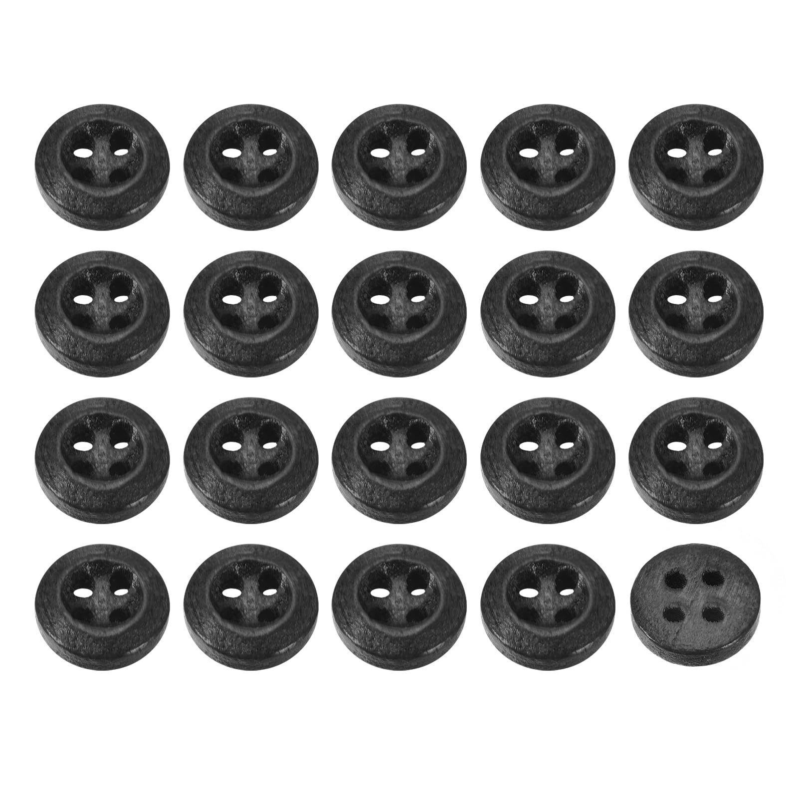 QUARKZMAN Pack of 50 Wooden Buttons, 10 mm (13/32 Inch) 4-Hole Round Wooden Buttons for Sewing DIY Crafts Clothing, Black