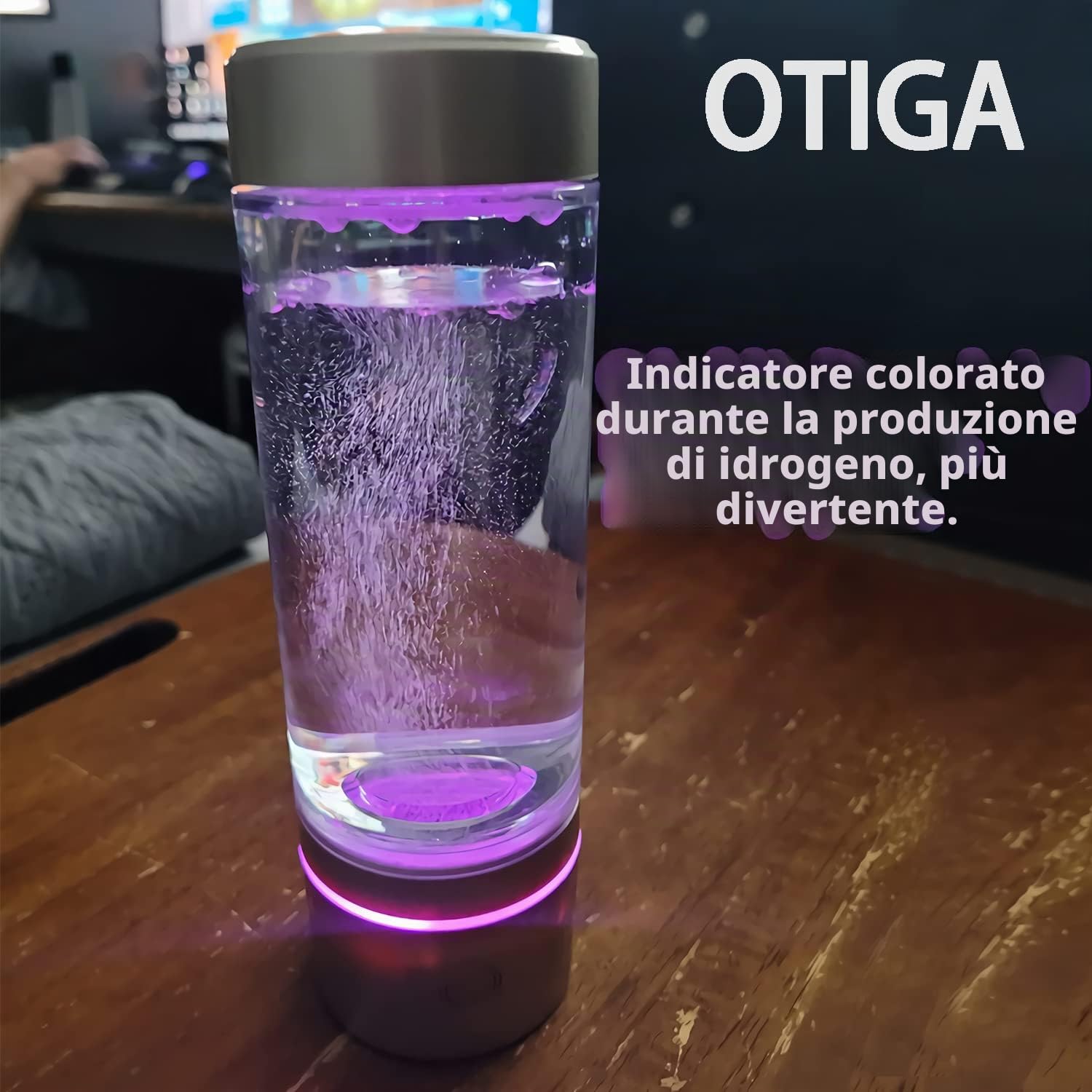 Generatore di idrogeno, Acqua ionizzata con tecnologia SPE e PEM, Bottiglia 240ml, Concentrazione fino a 4500 PPB