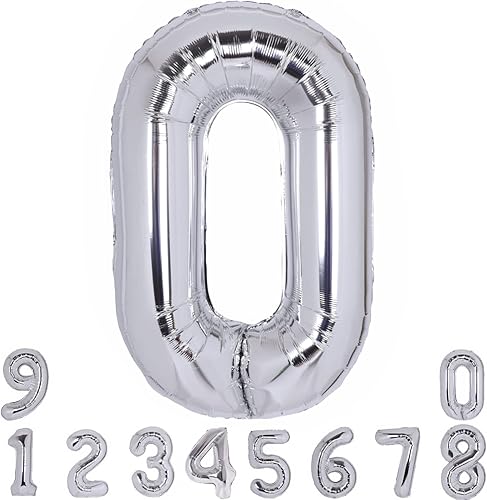 Miniatura 7 de Globos grandes plateados de 40 pulgadas con el número 2, globos de helio de aluminio grandes del 0 al 9, gigantes, decoraciones de fiesta de segundo