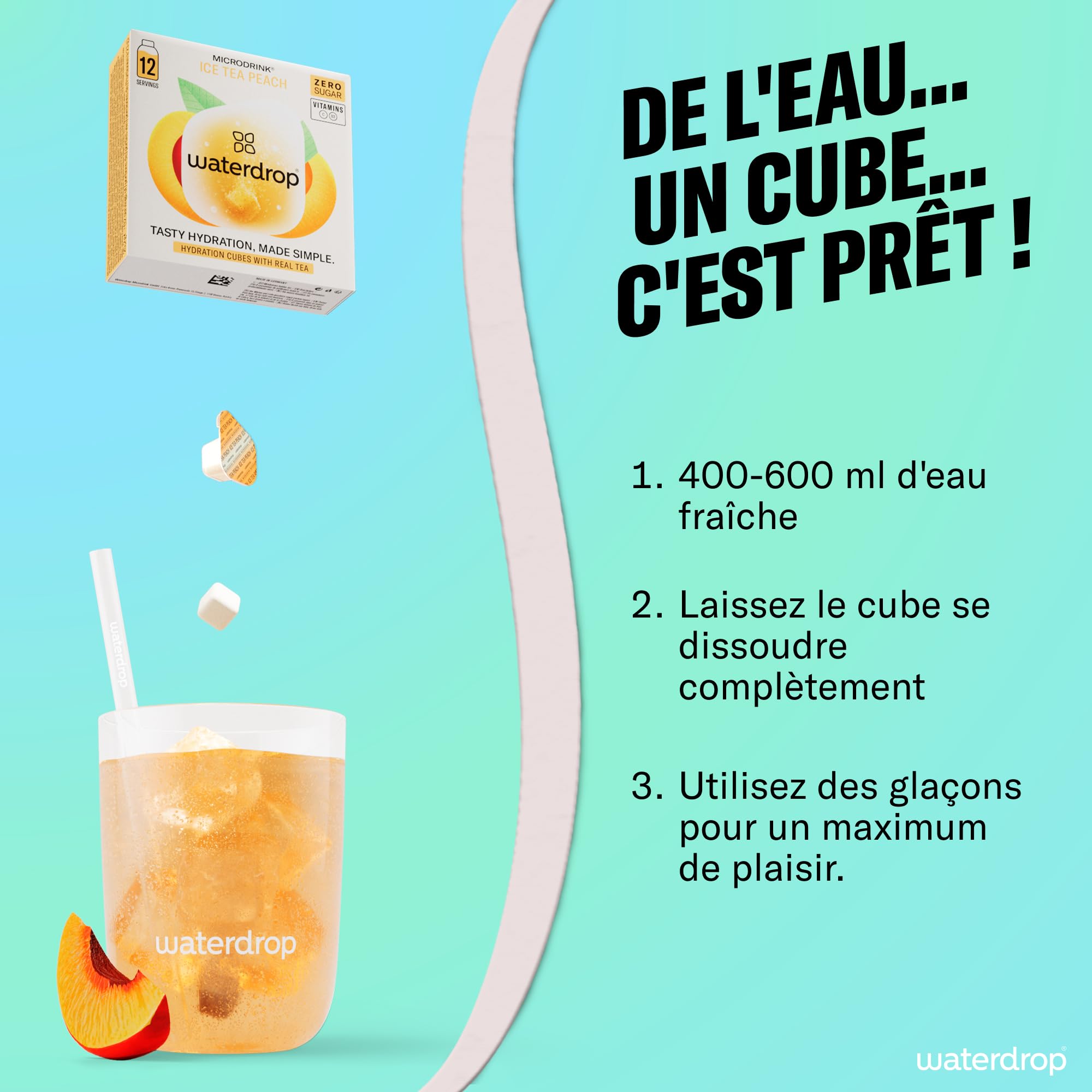 waterdrop® Coffret Microdrink | 48 waterdrop boisson en cube effervescente en 4 saveurs | Extraits naturels de fruits et de plantes | Avec vitamines | Boisson sans sucre | Eau aromatisée en pastille