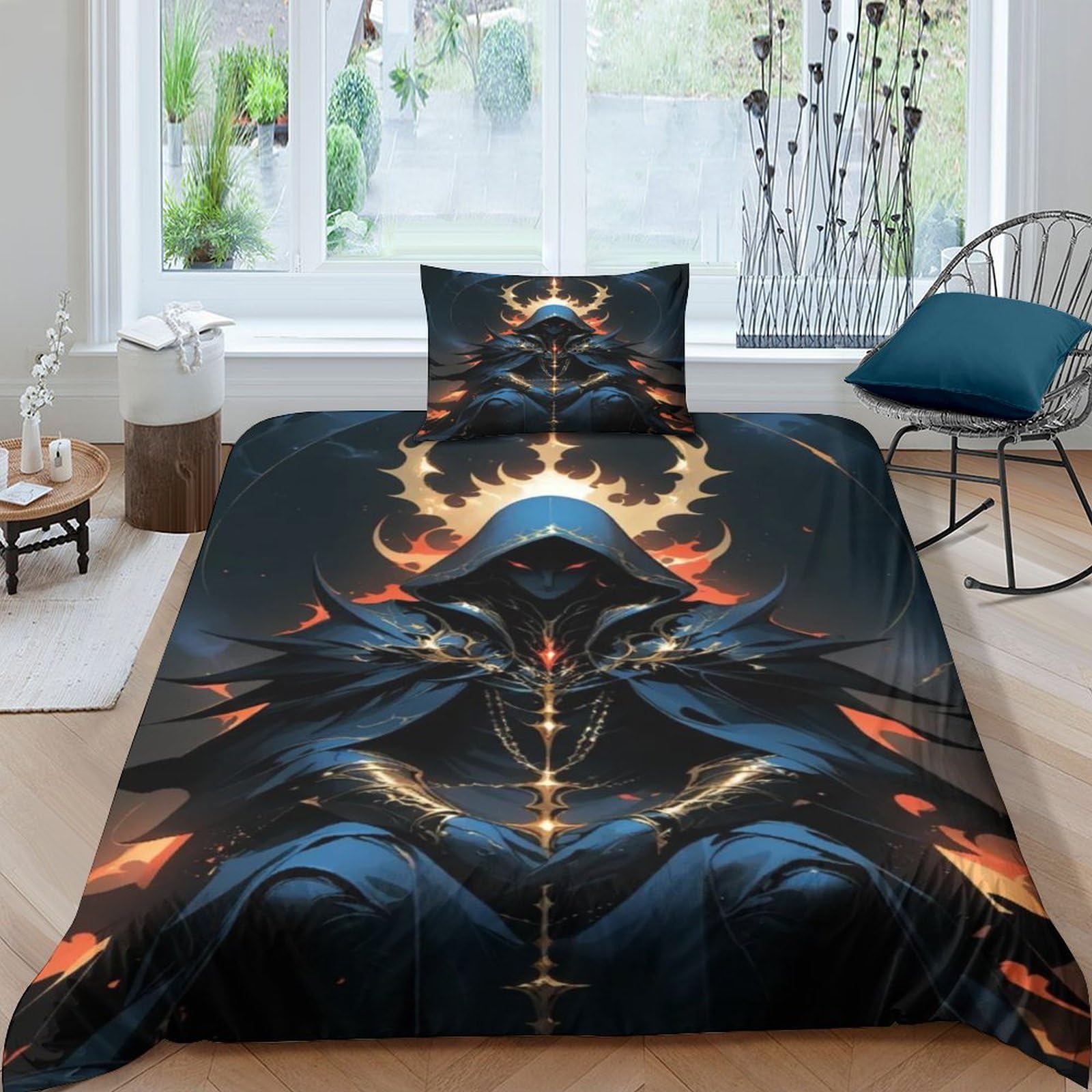 Housse de couette 3 pièces L'obscurité imprimé 3D microfile souple 135x200