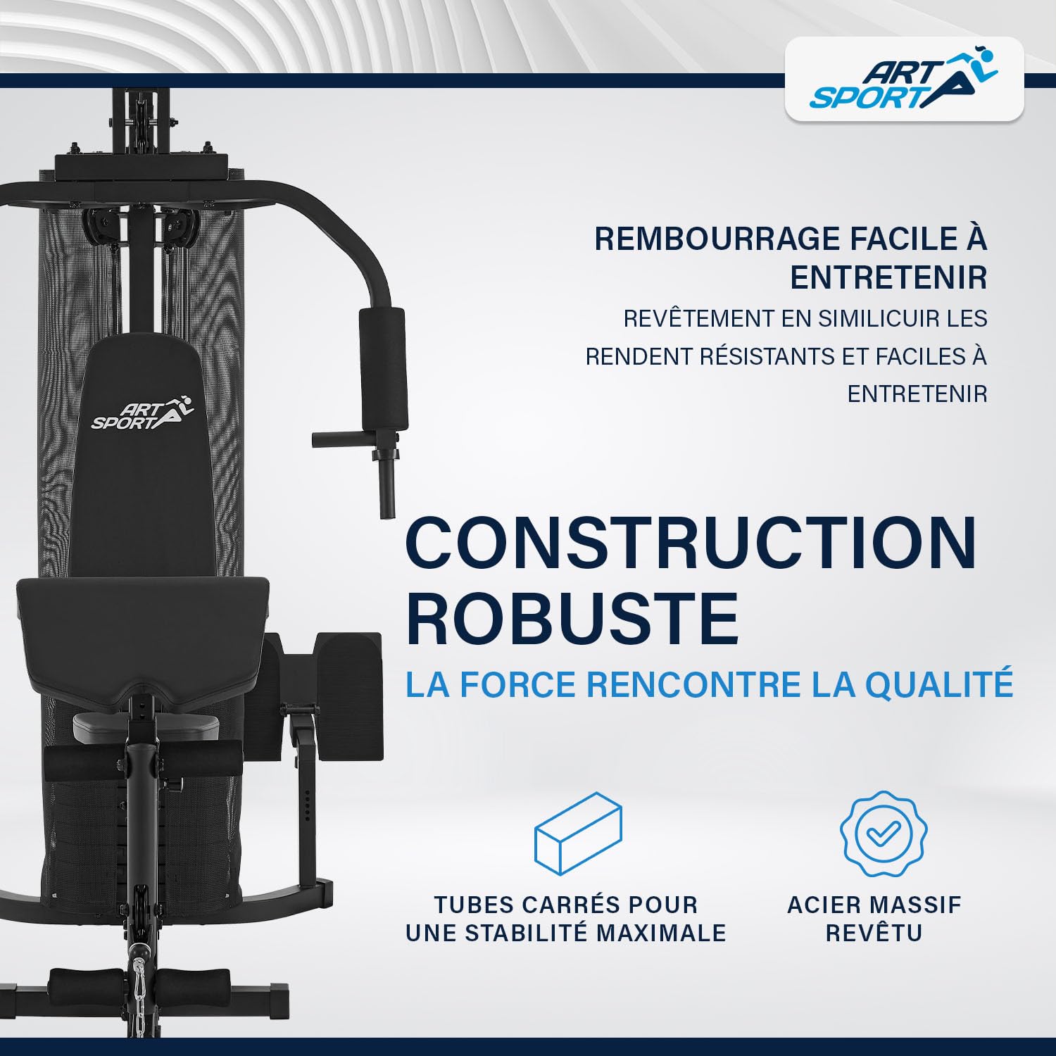 ArtSport Station de Musculation ProfiGym 3000 avec 14 Poids, 77 kg - Biceps, Tirage LAT, Butterfly, Presse Pectorale & Jambes - Fitness à Domicile