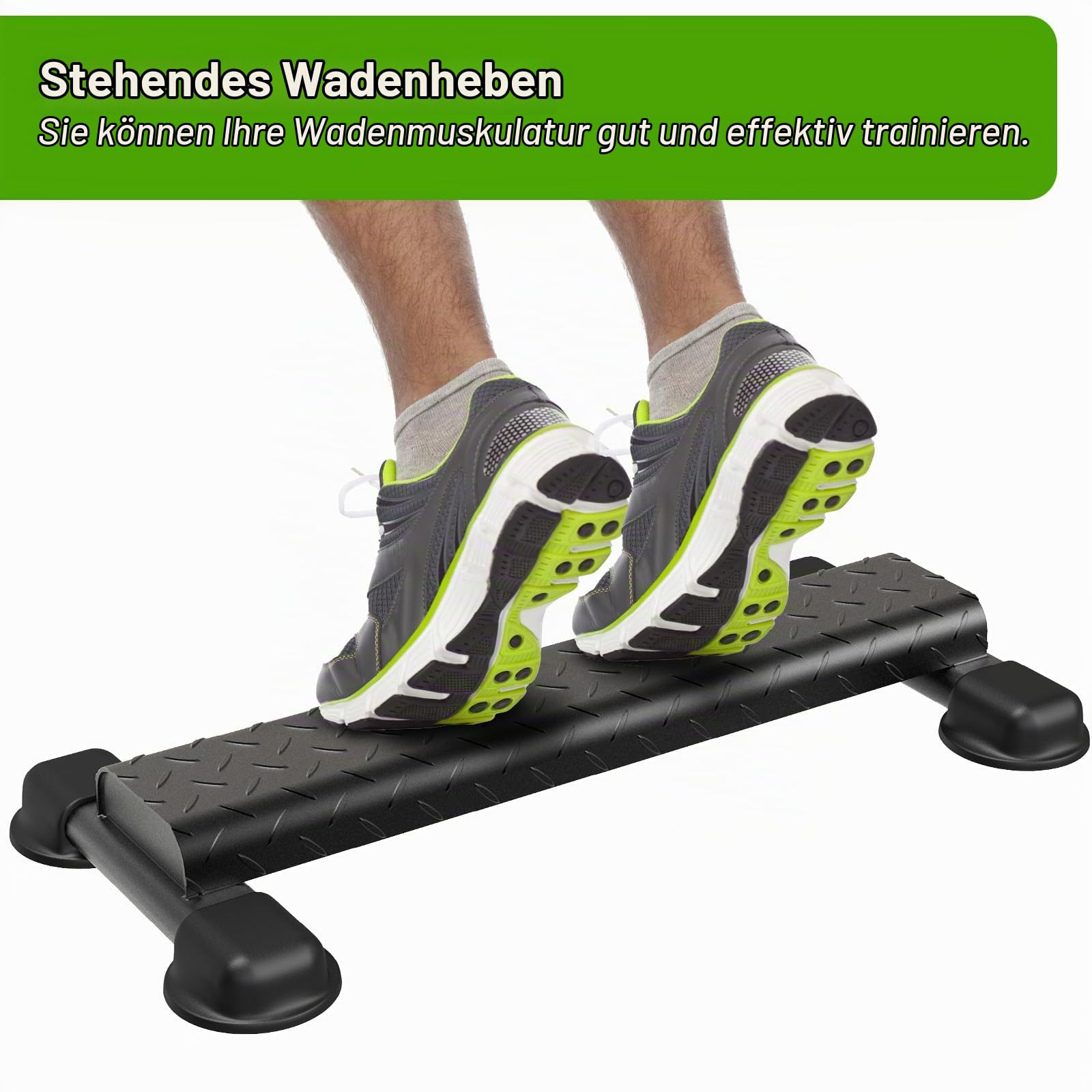 Wadenhebestange aus Stahl, vielseitige stehende Wadenhebemaschine, breiter, Rutschfester massiver Wadenblock, abgerundetes Kanten-Design, perfekt für Wadendehnung, Kniebeugen, Fußdehnung