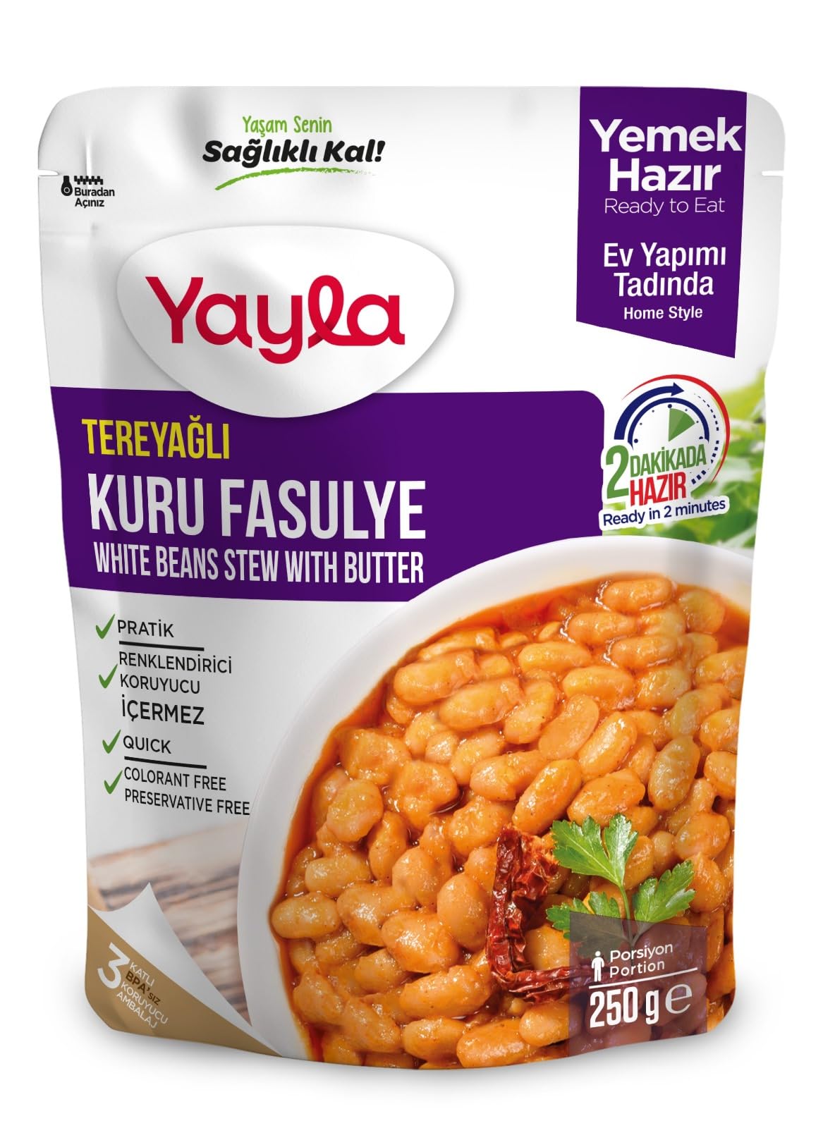 Yayla Yemek Hazır Tereyağlı Kuru Fasulye 250 Gram
