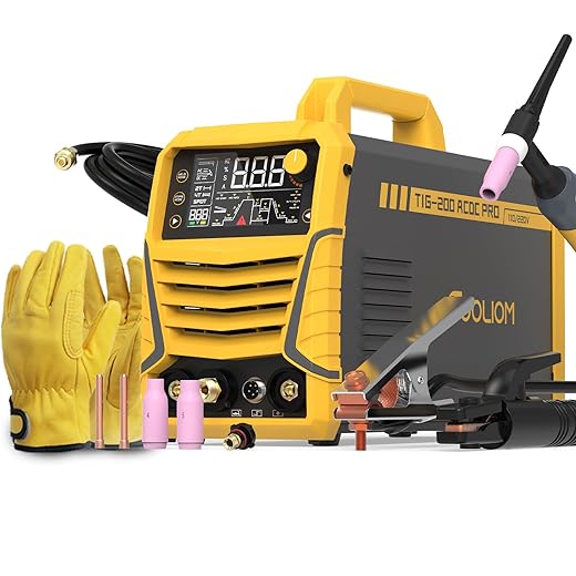 TOOLIOM 200A TIG Welder High Frequency TIG 110V/220V Dual Voltage TIG/Stick/Arc 2 in 1 IGBT Digital Inverter Welder TIG Welding Machine