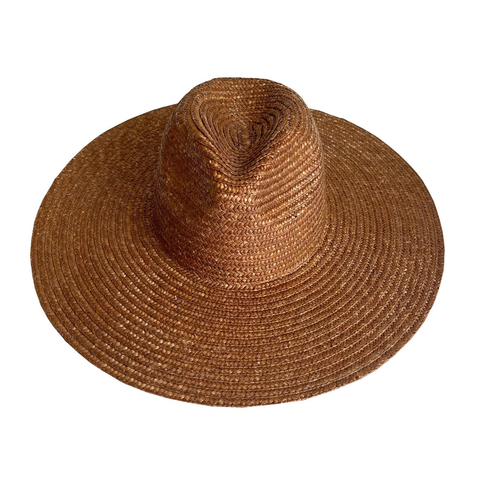 Generico Cappello di Paglia a Tesa Larga Intrecciato a Mano - Cappello Estivo con Protezione UV, Cappello da Spiaggia Pieghevole da Viaggio