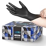 Hand-E Touch Black Nitrile Disposable Latex Free & Powder Free Gloves X-Large, 200 Count - BBQ, Tattoo, Hair Dye, Cooking & Mechanic Gloves