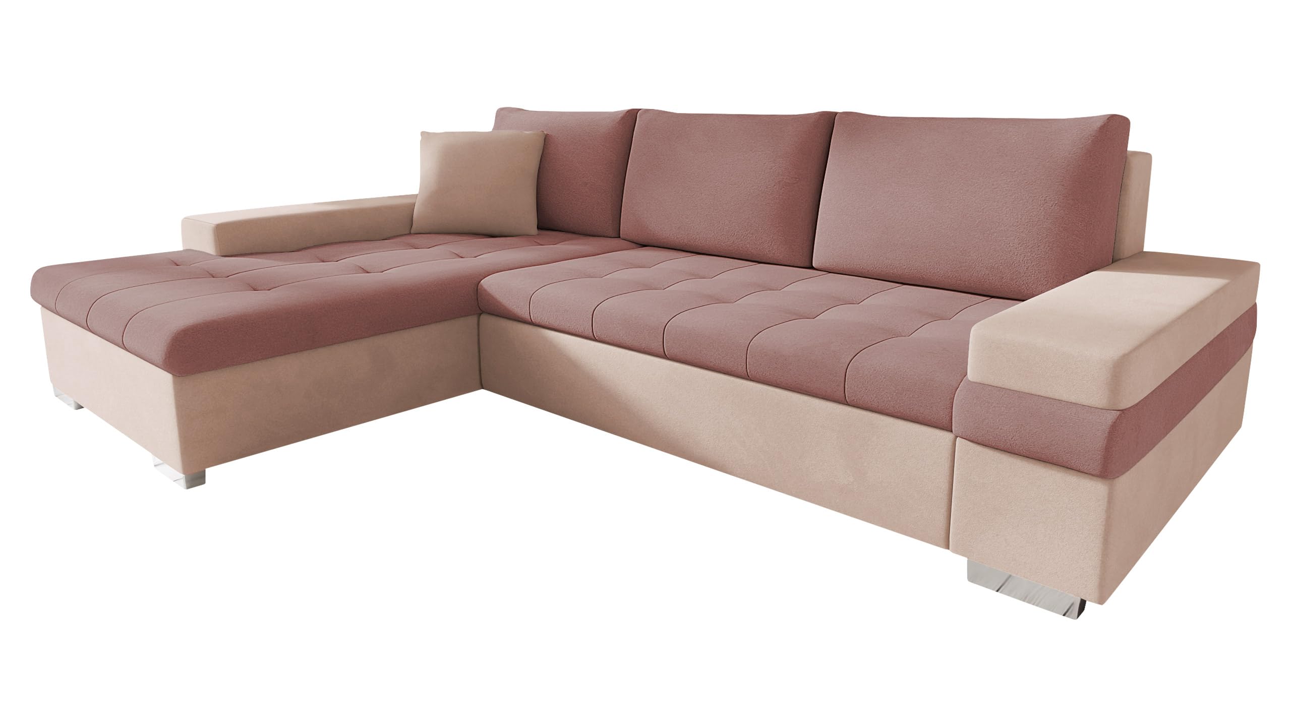 Mirjan24 Divano Angolare Bangkok Mini - Moderno Ad Angolo con Funzione Sonno e Cassetta per Soggiorno, Camera degli Ospiti, Forma di L (Uttario Ve. 2956 + Uttario Ve.)