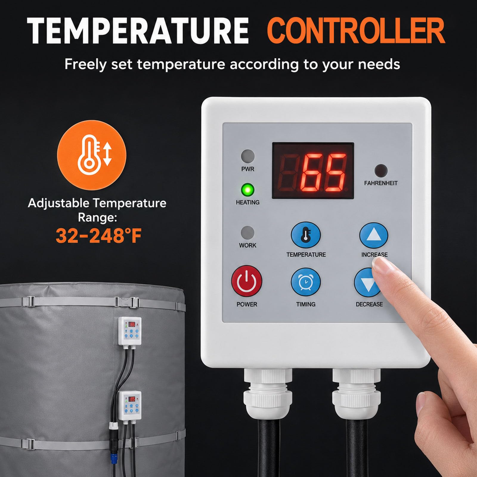 IBC-Fassheizdecke, 2000 W/4000 W, Hochleistungs-Ölfass-Heizband Black-200L(53-Gallon)