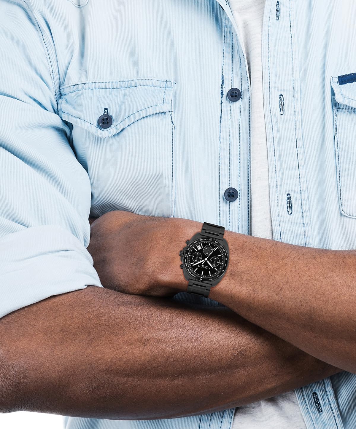 COACH Charter Men's Chronograph Quartz Watch – 39 mm Stainless Steel Case – Link Bracelet – Essential Accessory, Gift for Him - Image 4