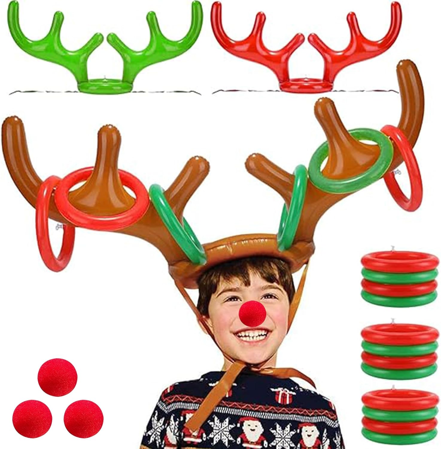 18 Pieces Inflatable Reindeer Antler Ring Toss Game for Christmas Party Games for Kids Adults Holiday Xmas Games Toys for Family School Carnival Party Supplies (3 Antlers, 12 Rings,3 Red Reindeer Nose 18 Pieces Inflatable Reindeer Antler Ring Toss Game for Christmas Party Games for Kids Adults Holiday Xmas Games Toys for Family School Carnival Party Supplies (3 Antlers, 12 Rings,3 Red Reindeer Nose