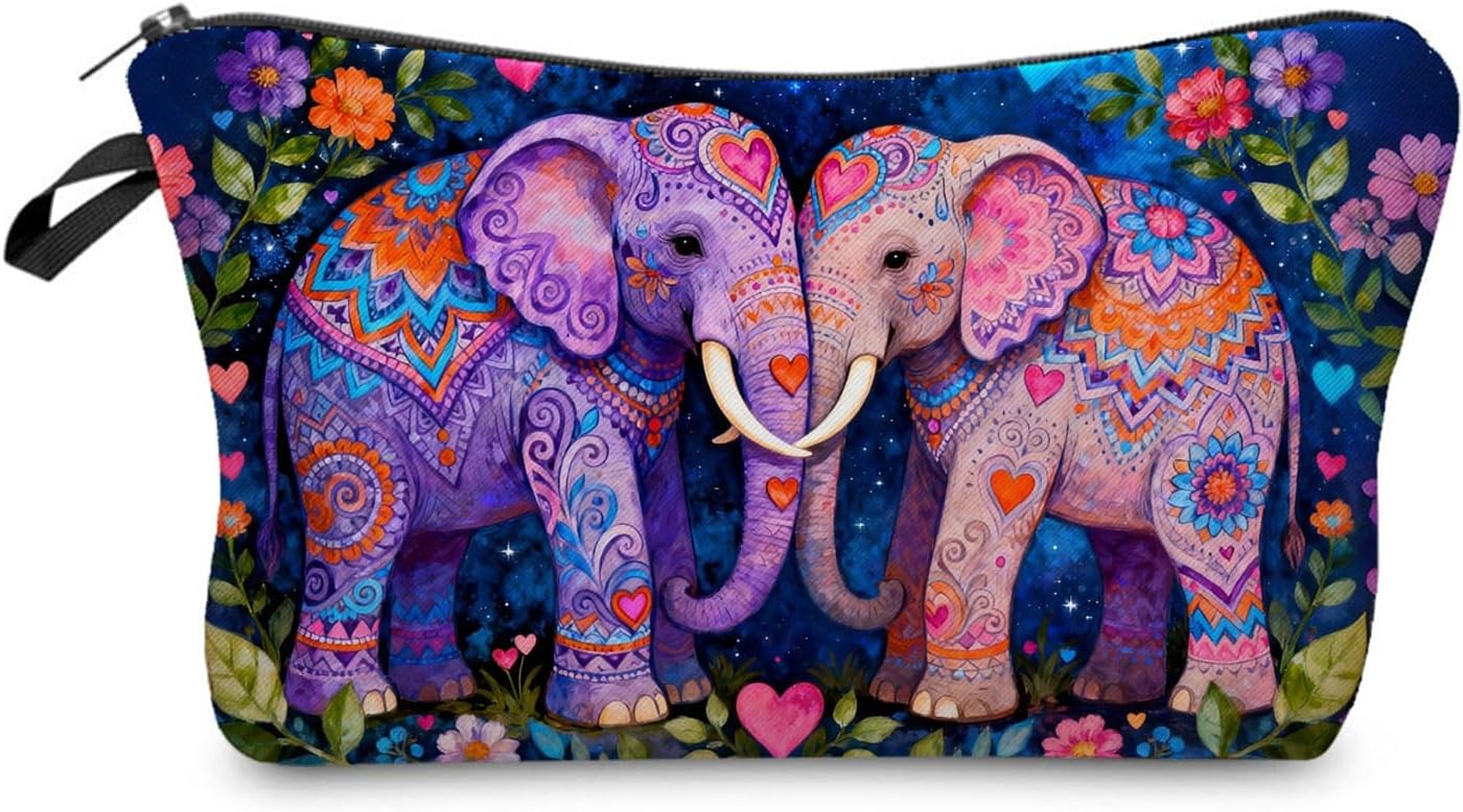 Livel lhood Mandala Elephant Small Makeup Zipper Bag