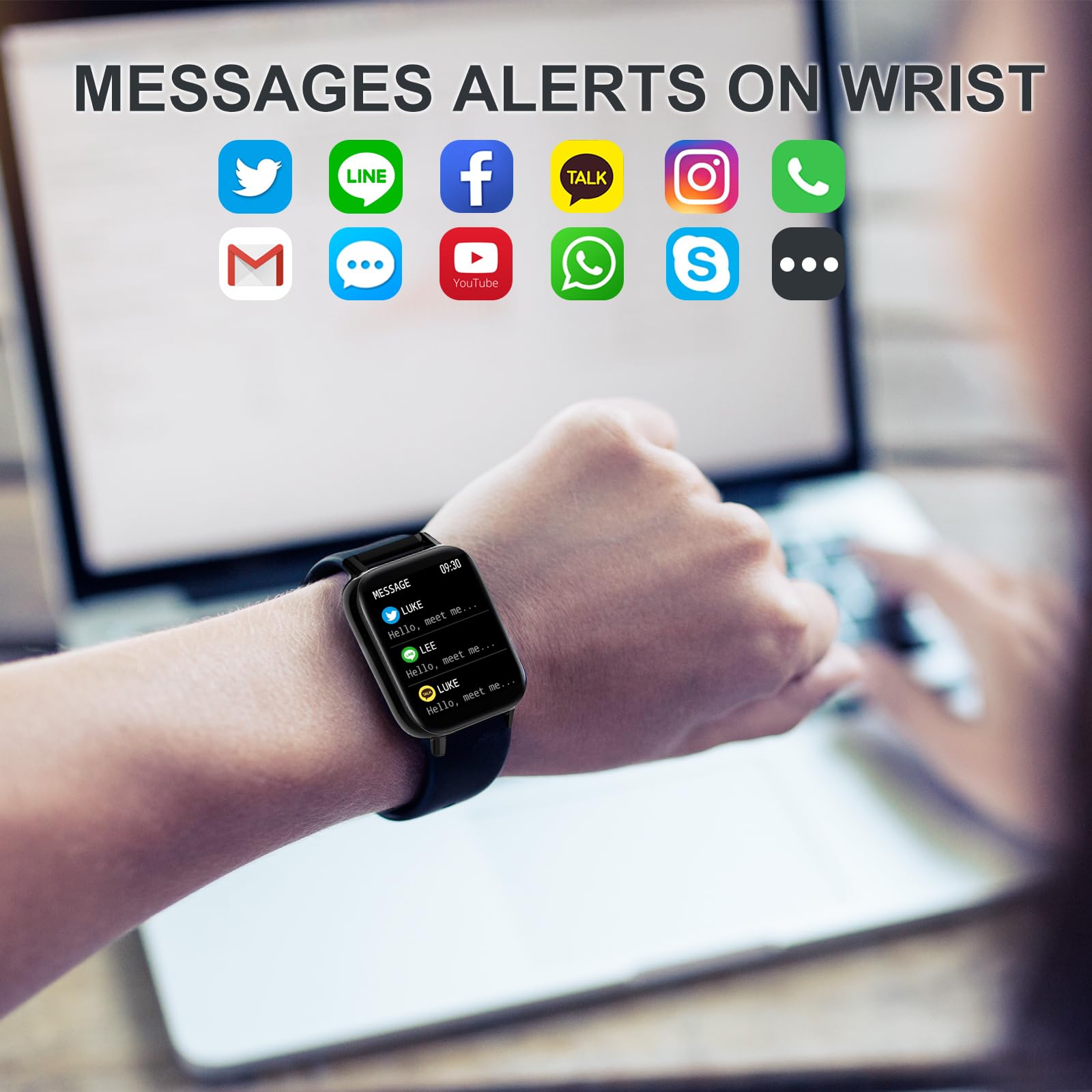 Montre Connectée Femme 1.69" Smartwatch Fréquence Cardiaque Sommeil SpO2 Étanche Podomètre Calories 3 Bracelets iOS Android
