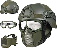 Vista 9 de Casco de Airsoft, casco táctico negro, malla de máscara de Airsoft, máscara de pasamontañas elástica, gafas antivaho Airsoft, protección táctica