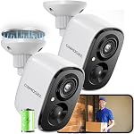 2 Pack 2.5K Security Camera Wireless Outdoor, CINMOORE Battery Powered Outdoor Camera Person Detection, Magnetic Mount Cameras for Home Security, Color Night Vision, Spotlight, Siren Alarm, 2-Way Talk
