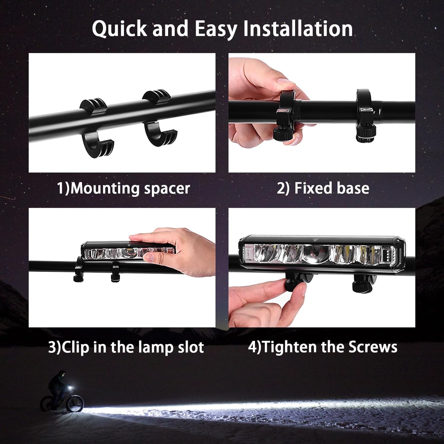 Luci Bicicletta Led, 4000mAh Ricaricabile USB & Impermeabili IPX5 Luci Bici, 1800 lumen 5 Modalità Luce Bicicletta Anteriore,Accessori Bici