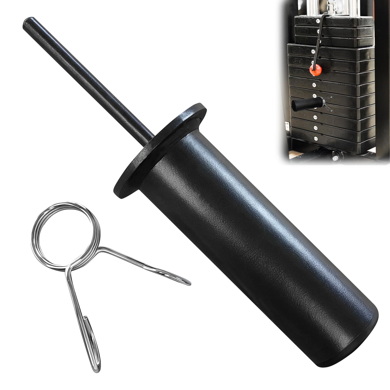 Pin da palestra per peso aggiuntivo, peso stack pin, lunghezza 110 mm, diametro 10 mm, paletta da palestra con 1 clip a molla, accessorio per centro fitness per accessori da palestra