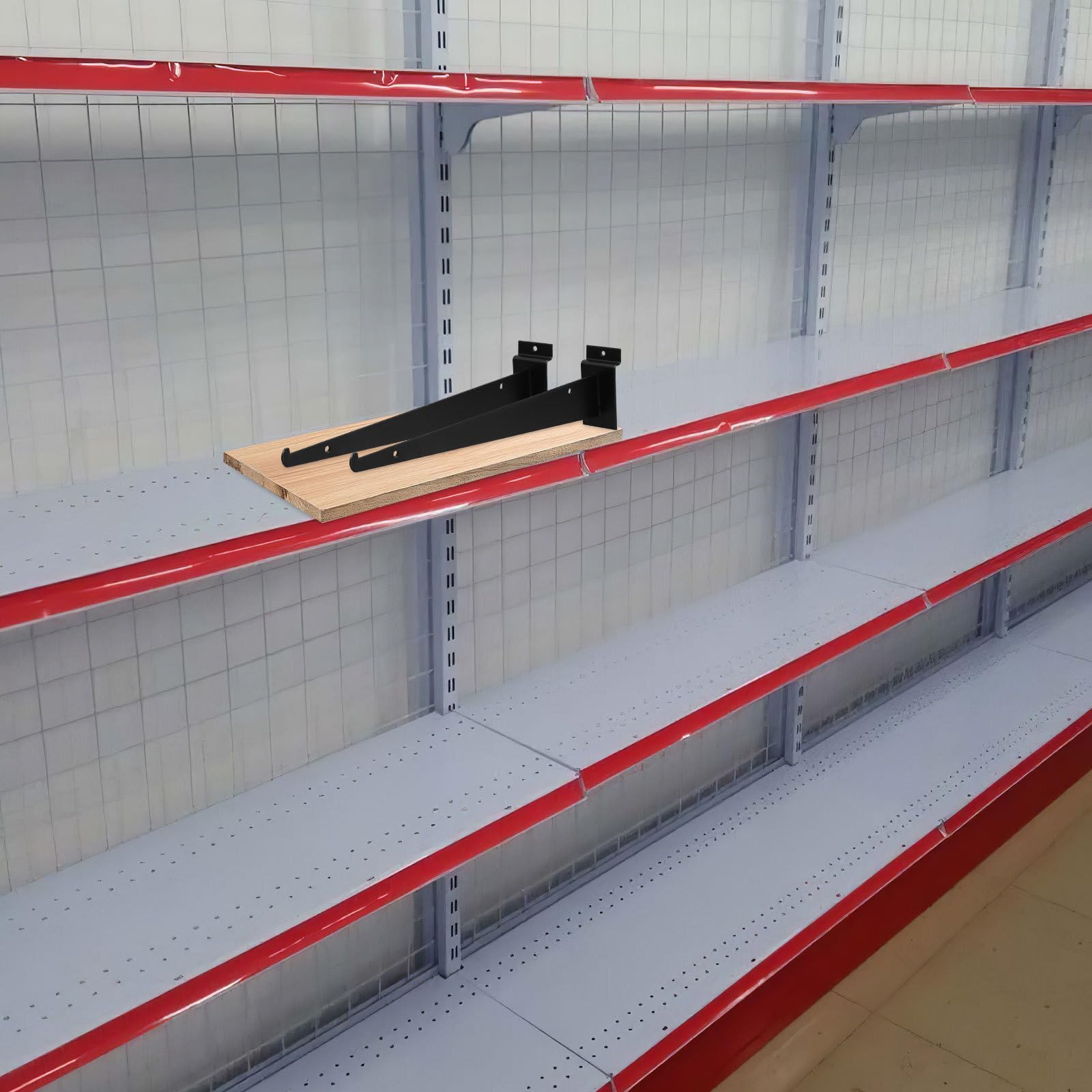 SHERCHPRY Soportes para Estantes de Hierro Negro 6 Piezas Soldadura Continua y Fácil Instalación Resistentes para Estanterías de Listones Ideales para Supermercados y Almacenes