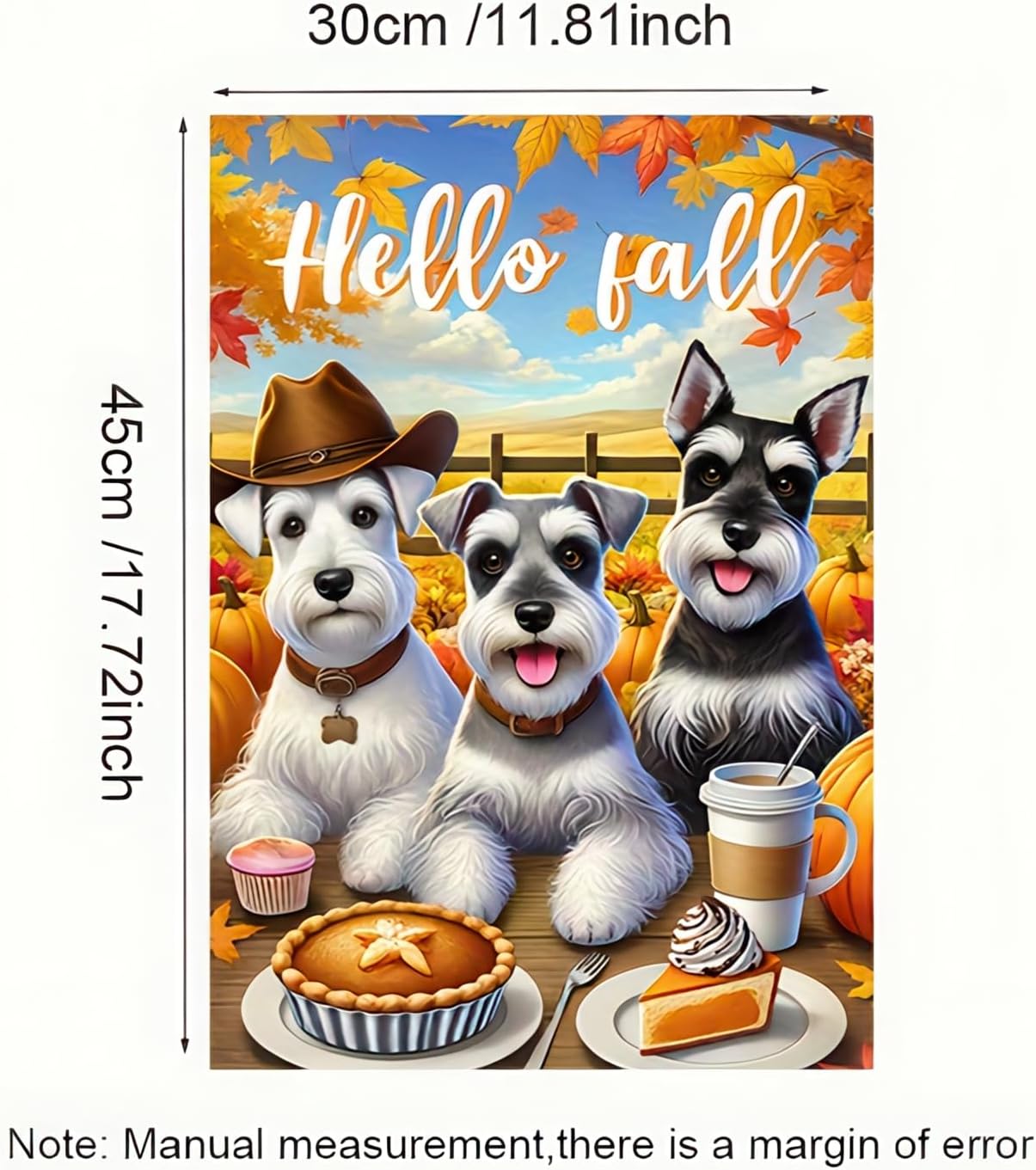 Hello Fall Garden Flag 12x18 Double Sided Schnauzer Dog Garden Flag Autumn Pumpkin Welcome Flag Thanksgiving Outdoor Outside Decorations Seasonal Yard Dog Flag Porch Decor Banner - Image 7