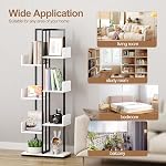 Gadroad 8 Tier Tree Bookshelf, Industrial Wood Bookshelf with Stable Metal Frame, Open Display Rack Bookcase for Living Room, Home Office, Plant Flower, White