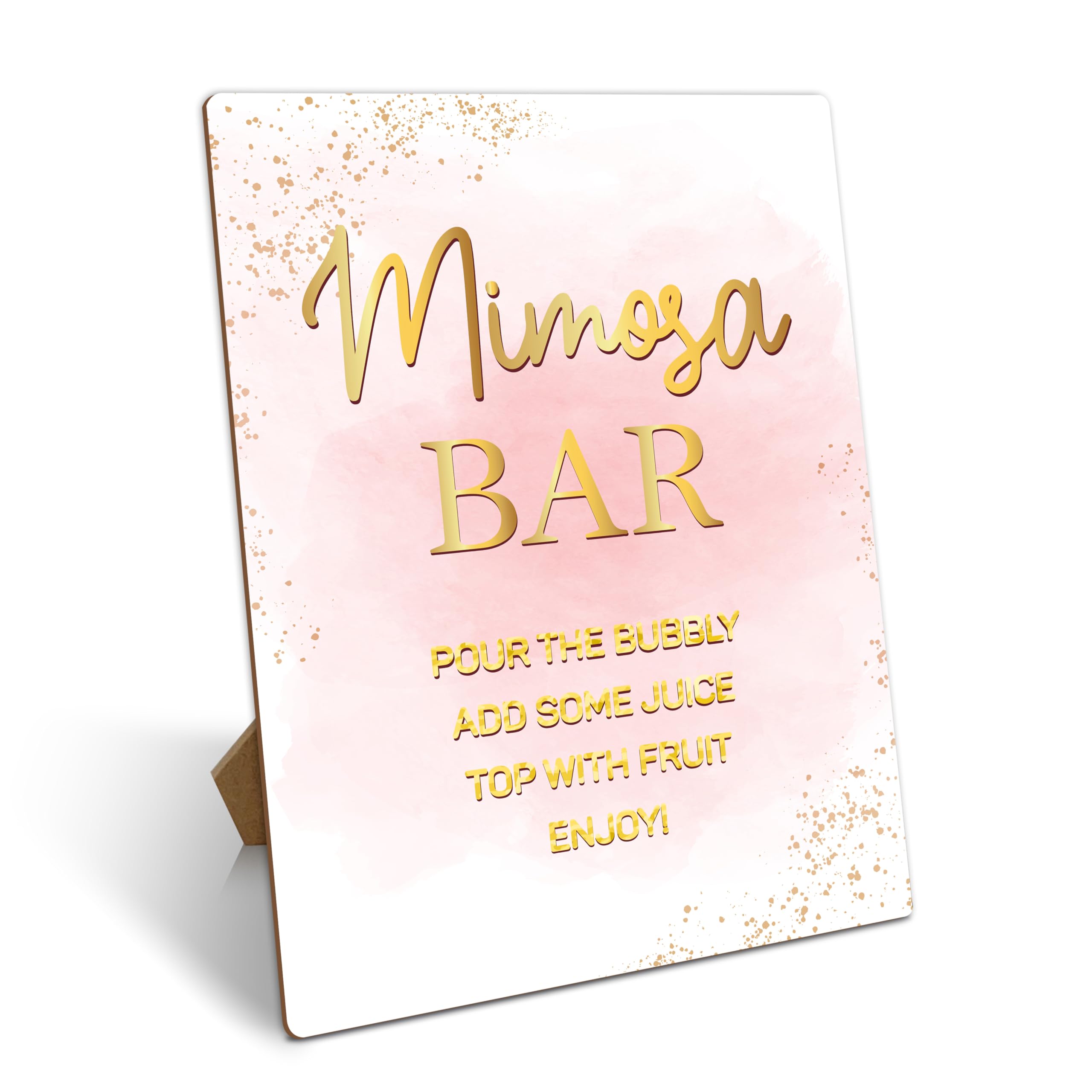 Mimosa Bar Sign With Stand, Blush Pink Mimosa Bar Supplies Decorations, Gold Foil Brunch Dessert Table Decor Sign, Bubbly Bar Sign For Baby Shower