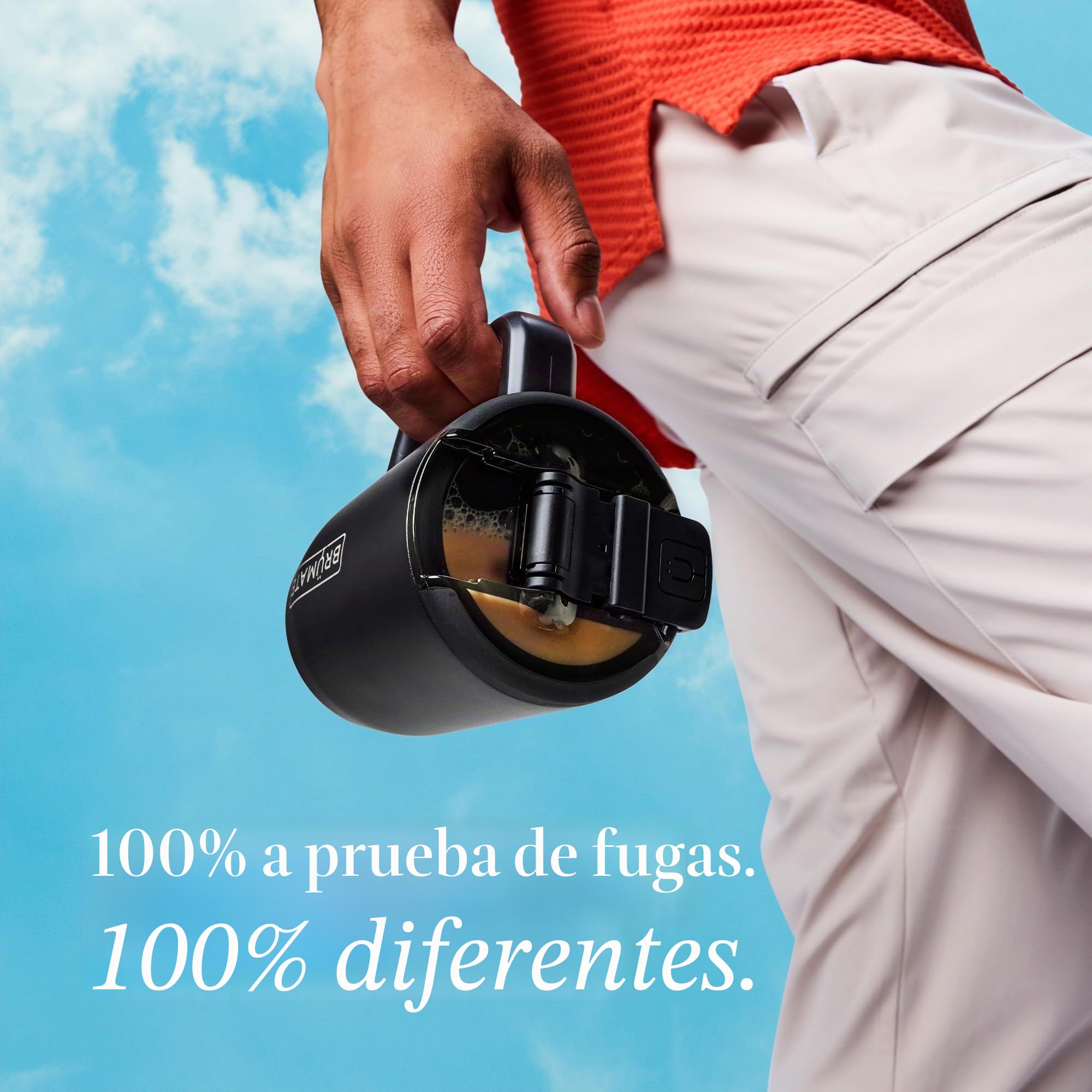 BrüMate Müv - Taza de café aislada 100% a prueba de fugas con asa y tapa, taza de viaje de café de acero inoxidable, taza de café de doble pared (negro mate)