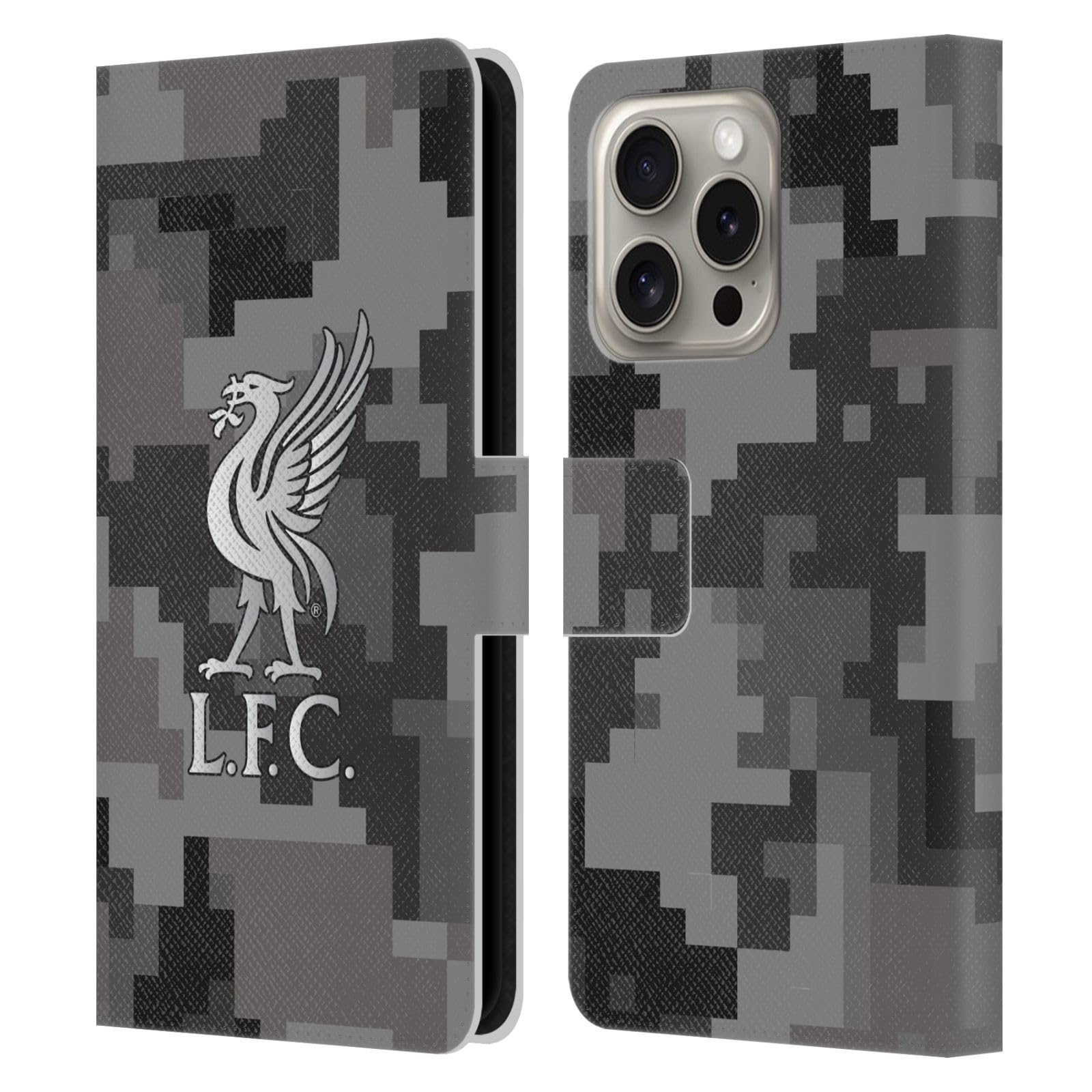 Head Case Designs Officially Licensed Liverpool Football Club Away Colours Digital Camouflage Leather Wallet Case Compatible With Apple iPhone 16 Pro