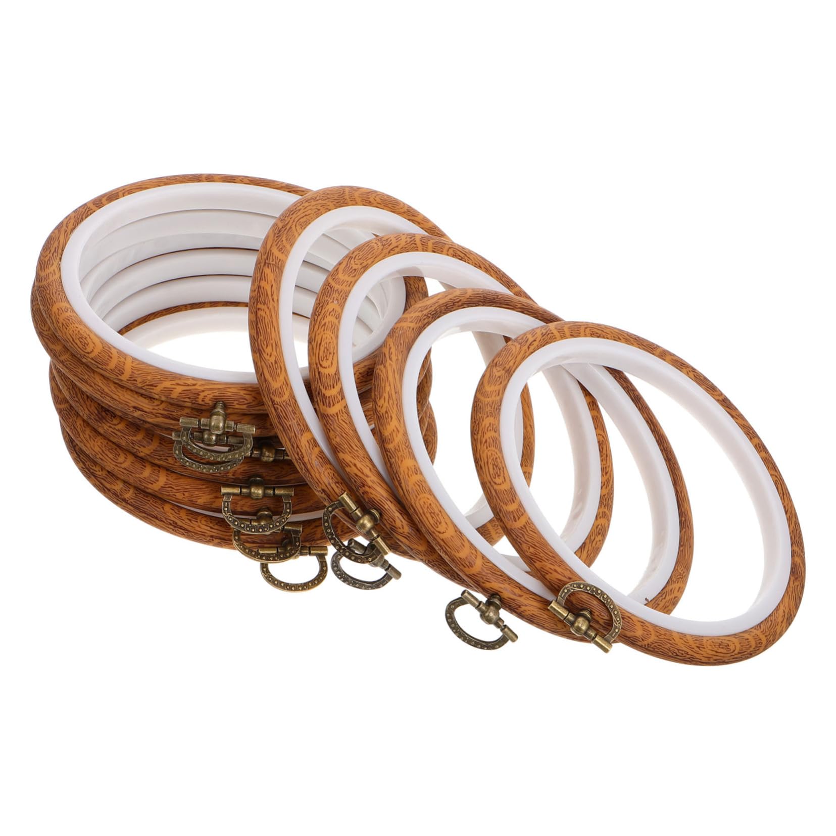 Mipcase Aros de Bordado Redondos y Material Resistente de Aleación de Zinc 10 Diseño Portátil para Punto de Cruz Ideales para Exhibiciones Artesanales y Manualidades