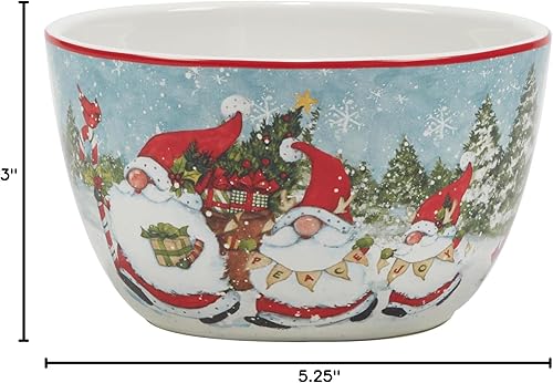 Miniatura 11 de Certified International Gnomos de Navidad 5.25" Postre/Helado Tazones, Juego de 4 Diseños Surtidos