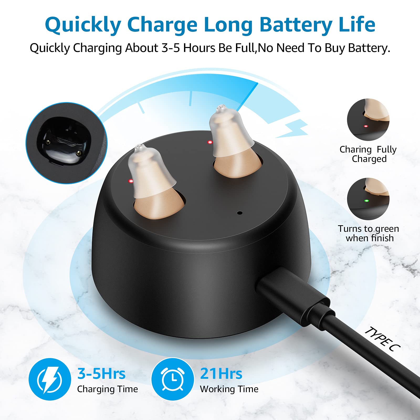 Hearing Aids for Seniors Rechargeable With Noise Cancelling, Nano