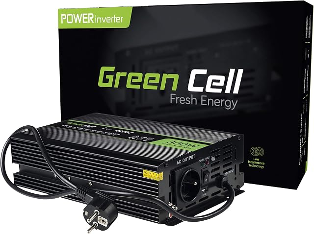 Green Cell® 300W/600W DC 12V do AC 230V Czysty Sinus Przetwornica Inwerter napięcia samochodowa Falownik solarny Konwerter Czysta fala sinusoidalna DC AC do pomp w piecach centralnego ogrzewania