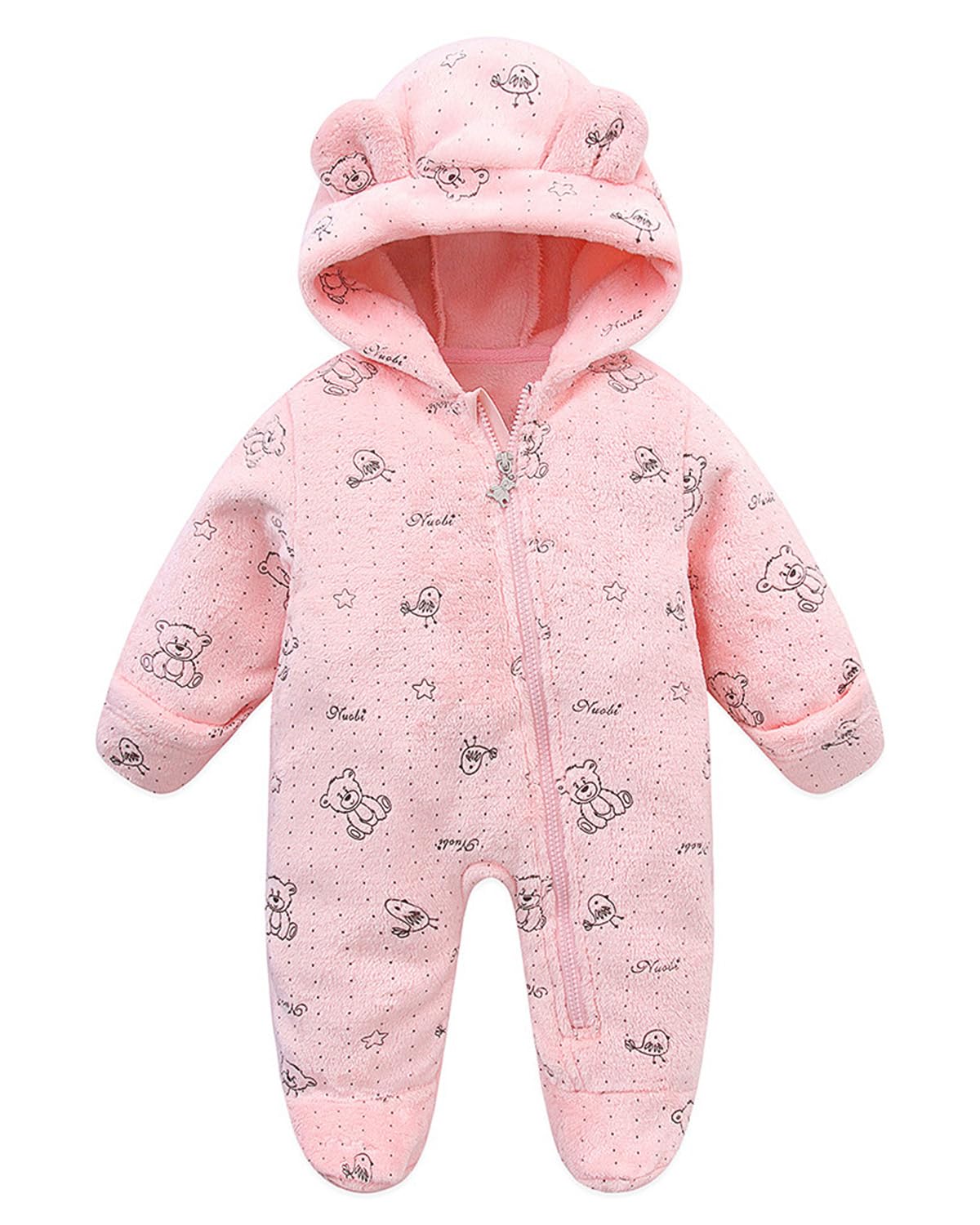 WYTbaby Tuta da neve per bambini, in pile con cappuccio, invernale, autunno, caldo, per ragazzi e ragazze, 0-12 mesi