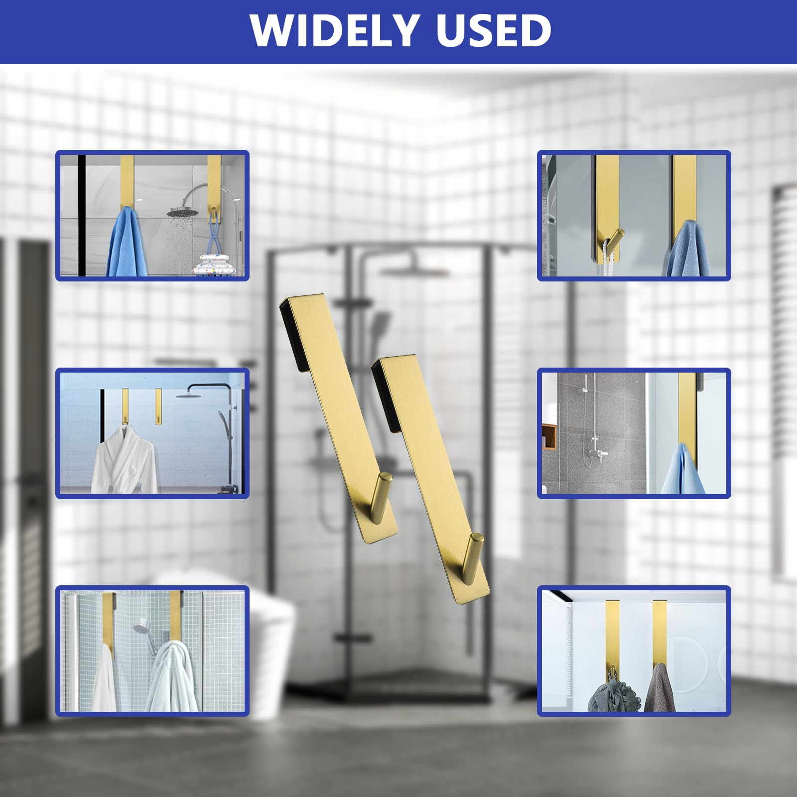 Cimown Ganci Doccia Senza Foratura In Acciaio - Porta Asciugamani Per Vetro Doccia - Foto 8