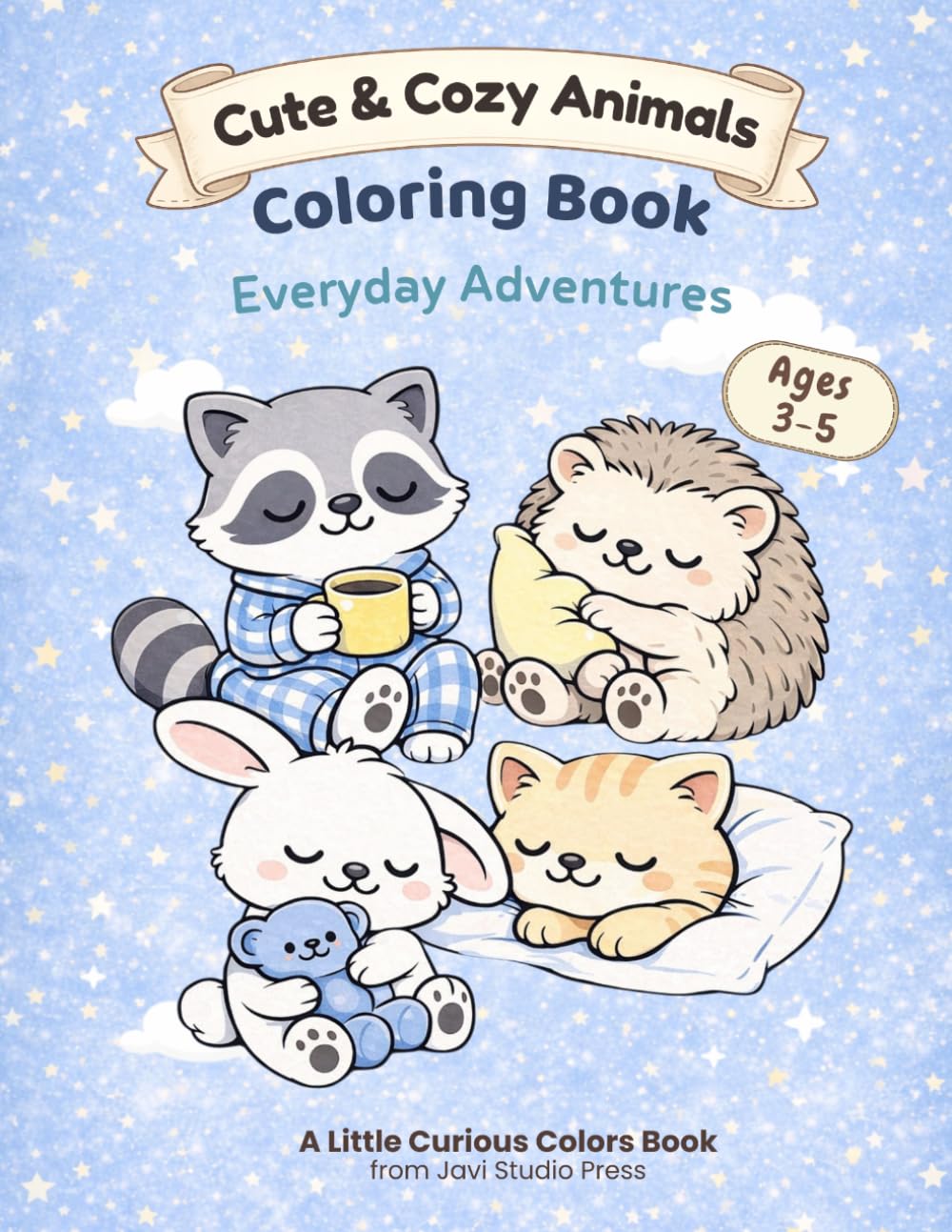Cute & Cozy Animals: Everyday Adventures: Bold & Easy Coloring Book for Relaxation