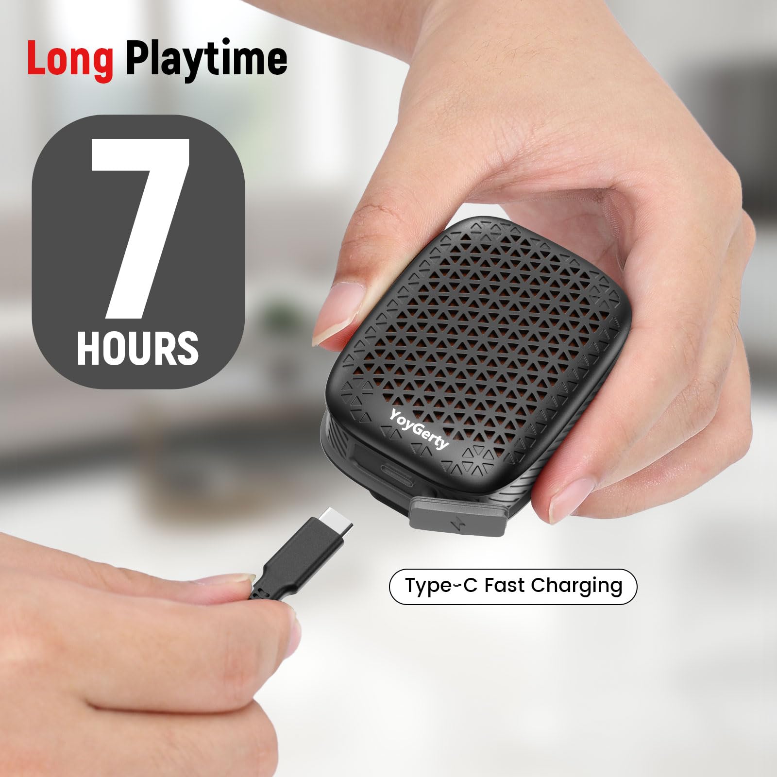 Altavoz Bluetooth 5.4 actualizado 2025, IPX7 impermeable, mini altavoces portátiles inalámbricos con clip, micrófono integrado, música manos libres/llamadas, para trabajo/ciclismo/hogar