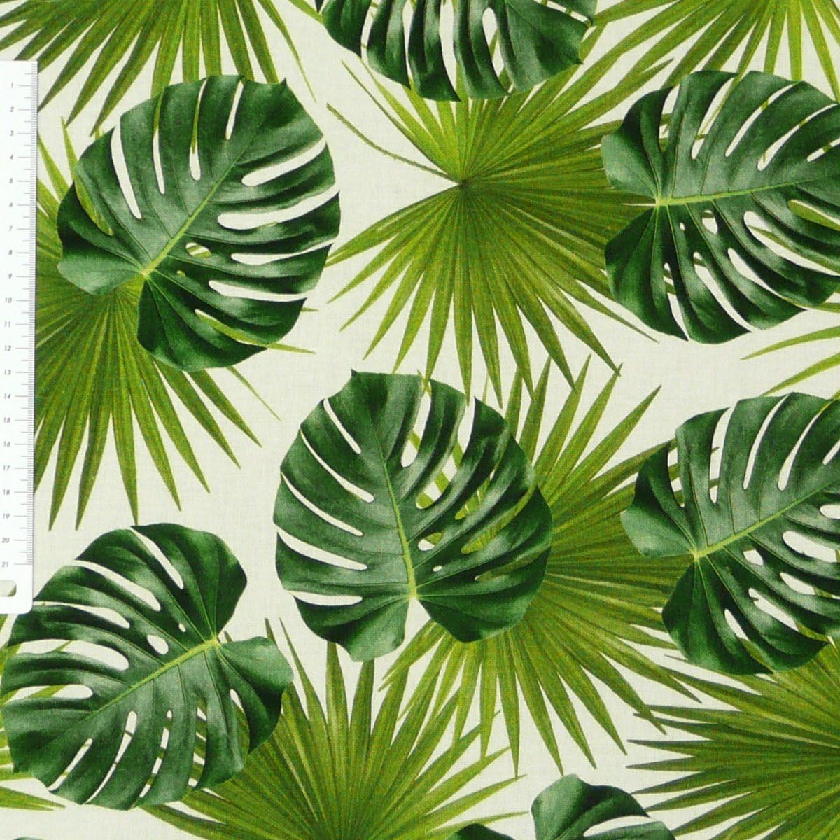 SCHÖNER LEBEN. Paraspifferi con stampa digitale, foglie di palme, colore bianco, verde, diverse misure, 100 cm di lunghezza