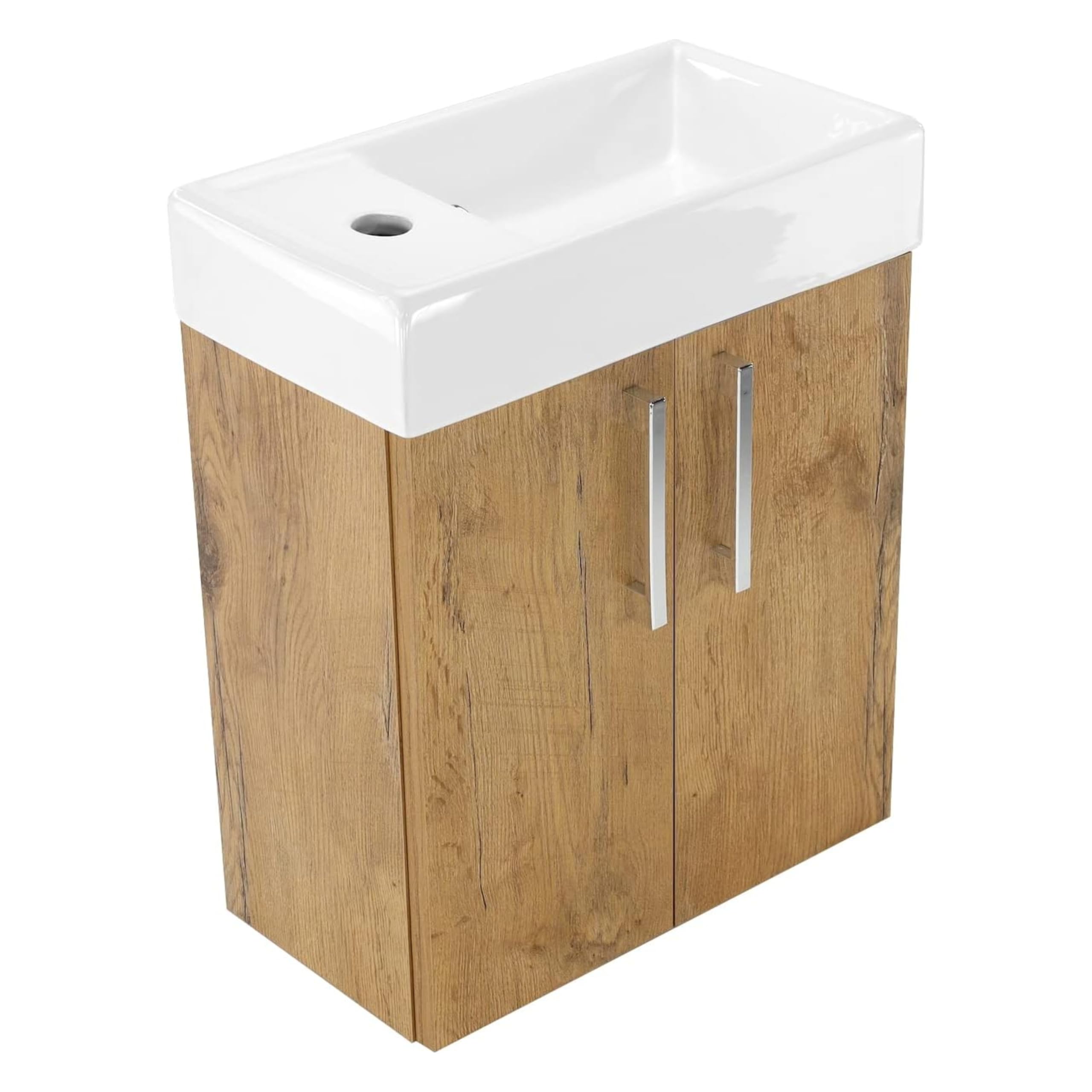 Lavandino Bagno con Mobiletto 40 cm Majorka, Ceramica, Mobile Bagno con Lavabo, Mobile Lavabo, Mobiletto Sotto Lavandino - Marrone