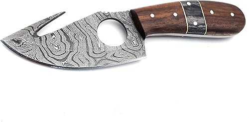 Miniatura 3 de Nooraki Cuchillo de caza de acero de Damasco hecho a mano con gancho intestinal mejor para acampar al aire libre Skinning Deer Pesca Senderismo EDC