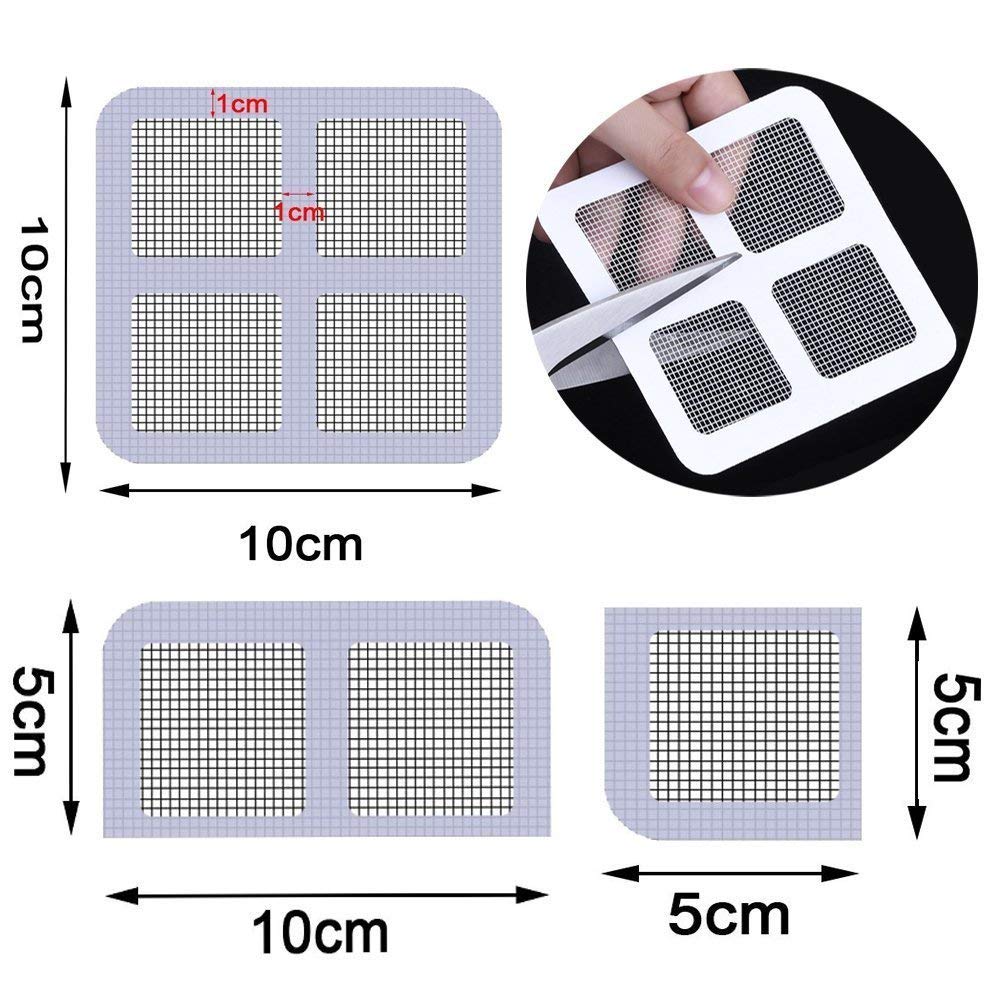 First Try Plastic Window Mosquito Net Repair | Fix Tape Patch Self Adhesive | Fiberglass Screen | Waterproof Mesh Film Ideal for Fixing Holes and Tears | Sticky Tapes Repair Tools | Grey–Square (Pack of 6) — Amazon image 2