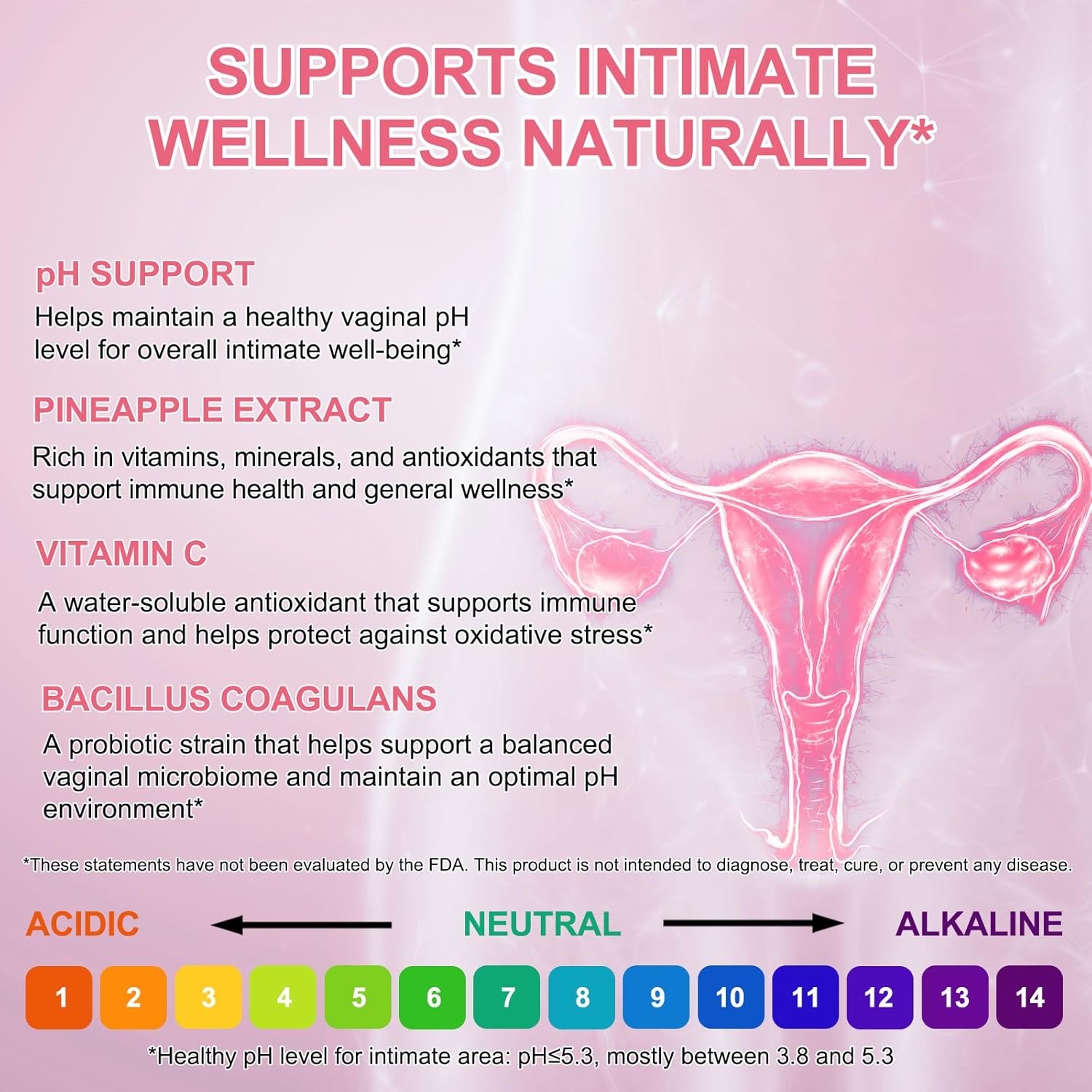 Vaginal Probiotics Gummies, Premium Feminine Balance Gummies for Women, Vaginal Probiotics for Women pH Health Supplement, Promote Healthy Vaginal Odor & Vaginal Flora, 60 Count