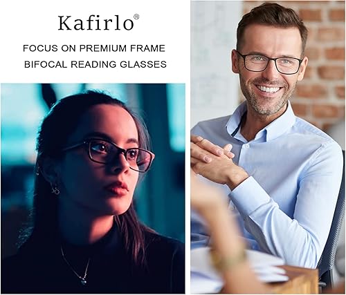 Miniatura 5 de Anteojos de lectura bifocales para mujeres y hombres, parte superior transparente, bloqueo de luz azul, lectores de computadora, marco completo ancho