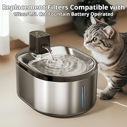 Miniatura 5 de Paquete de 9 + 9 filtros y esponjas para fuente de agua inalámbrica para gatos de 152 oz4.5 L, sistema de filtración triple para modelos PTM-643
