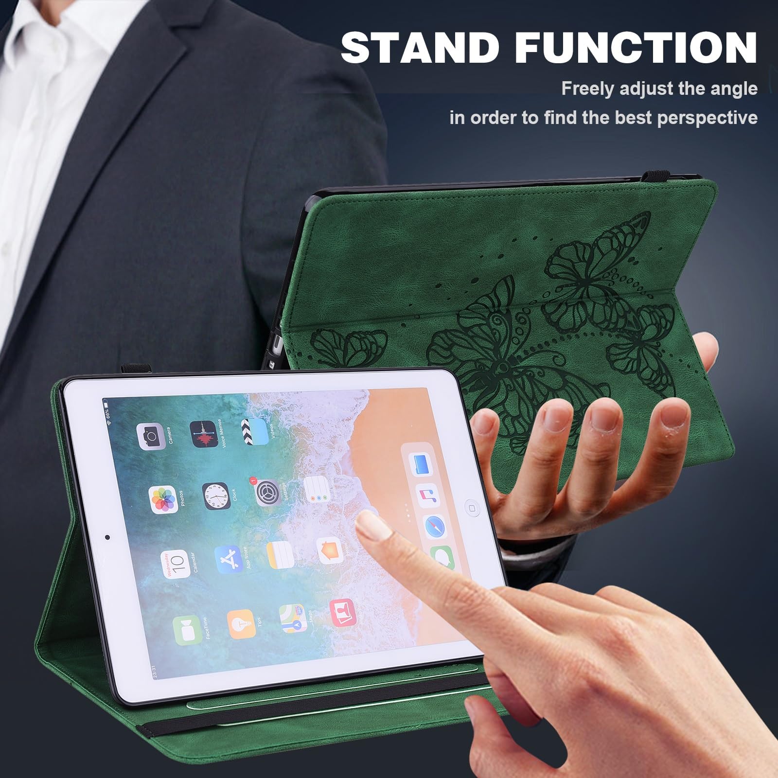 Kompatybilny z etui Fire Max 11 "wydanym 2023 Slim składany stojak Folio na tablet, regulowany pasek mocujący gniazdo kart odporny wstrząsy pokrowiec Tablet(Ye?il)