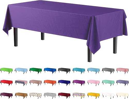 Miniatura 50 de Party Solids Paquete de 4 manteles de plástico color cereza, 54 x 108 pulgadas, mantel desechable para fiestas y pícnics Cereza,Puntos negros y