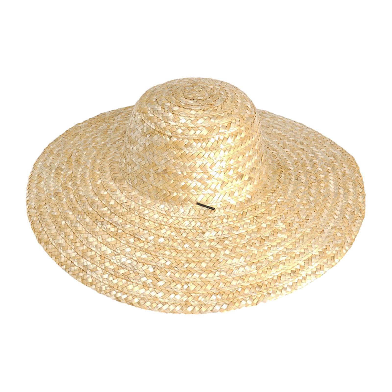 B Baosity Sombrero de Protección Solar Fabricado en Paja Ligera Equipado con Correa para Viento y Cordón Ajustable Adecuado para Jardinería Pesca Camping