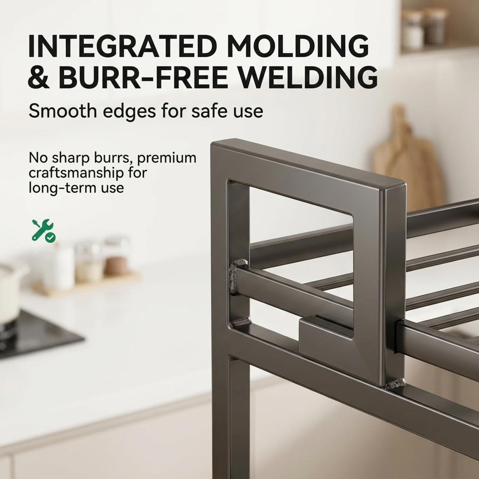 Escurrecubiertos de Cocina para Fregadero | Estante de 2 pisos en acero inoxidable y organizador ahorrador de espacio(Silver,34"/86cm)