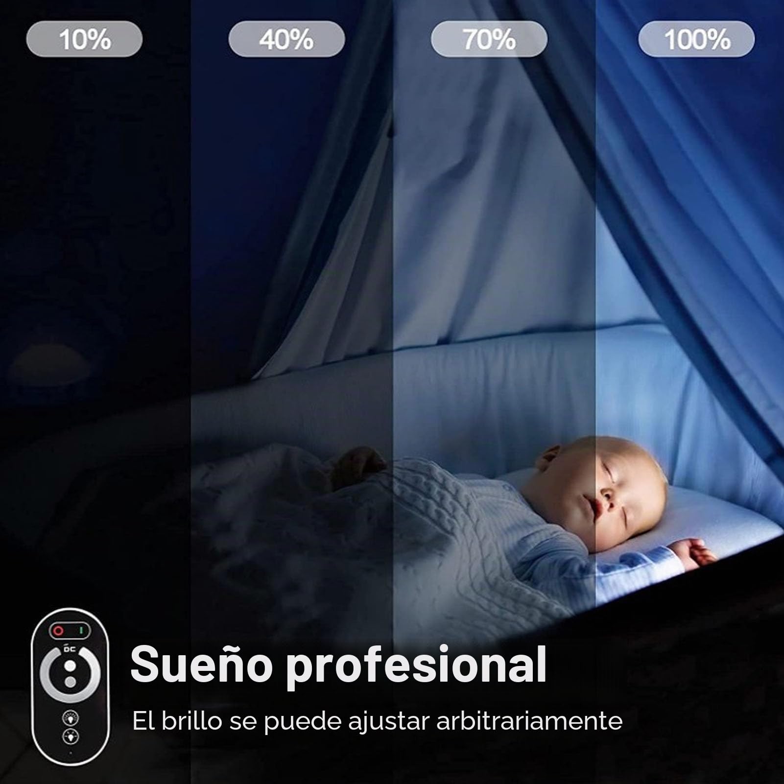 Regulador de Intensidad, CC 12 V‑24 V 18 A 0%‑100% Atenuación Continua PWM Atenuador de Tira de Luz LED con Control Remoto RF Ajustar el Brillo Interruptor de Tira de Luces LED